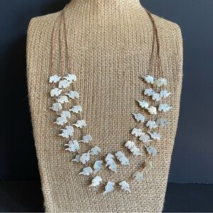 Native American carved mother of pearl Elephant Necklace .